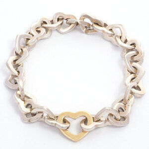 Tiffany Heart Chain Link Bracelet Yellow Gold Silver